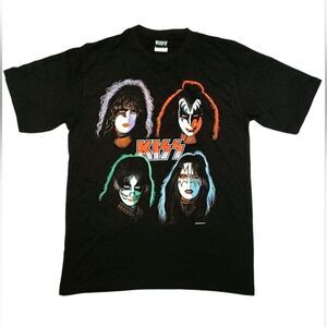Vtg 2010 KISS Rock Band Group Photo Large Print T-Shirt Size (M)